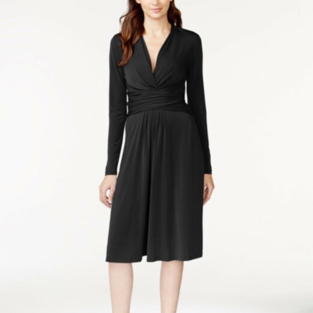 MICHAEL KORS Long-Sleeve Faux-Wrap Dress - Size 4 - Preowned